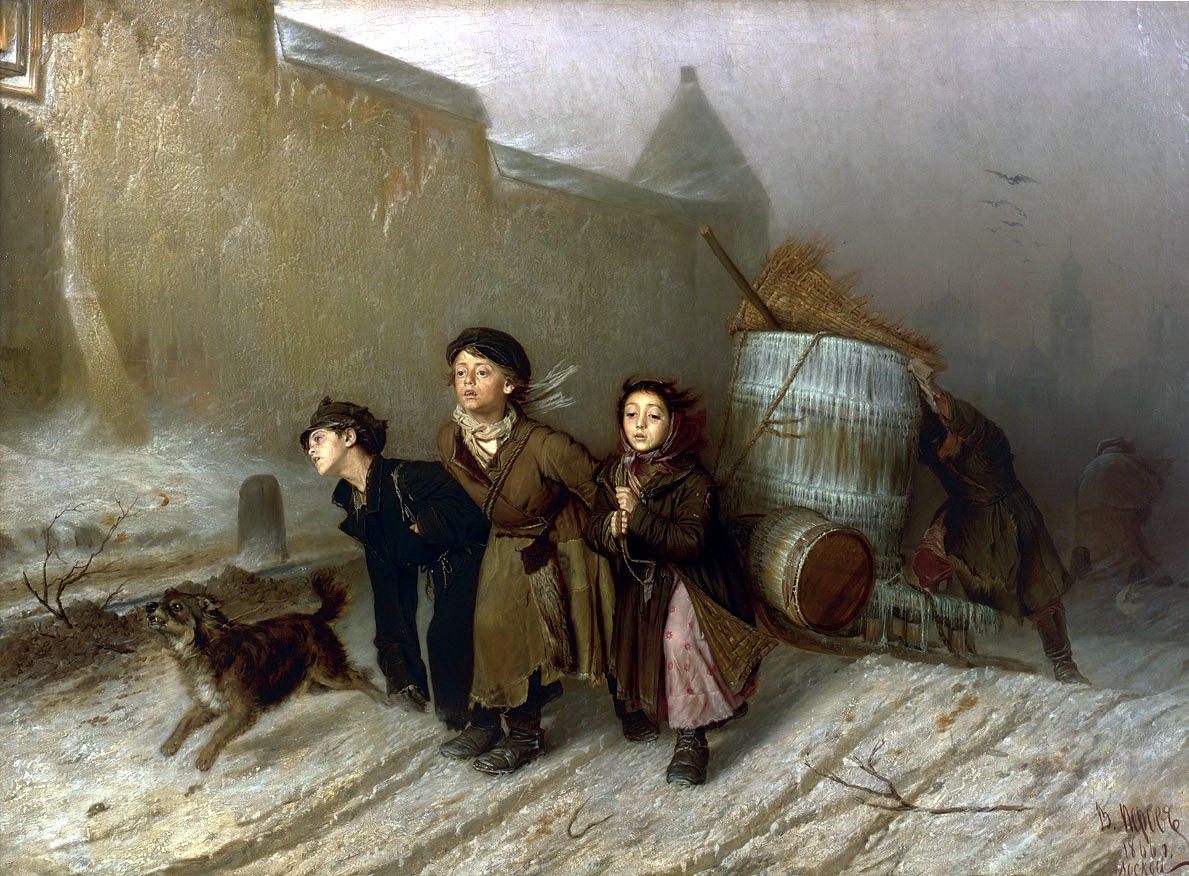 Тройка. Ученики мастеровые везут воду. 1866 Холст, масло
