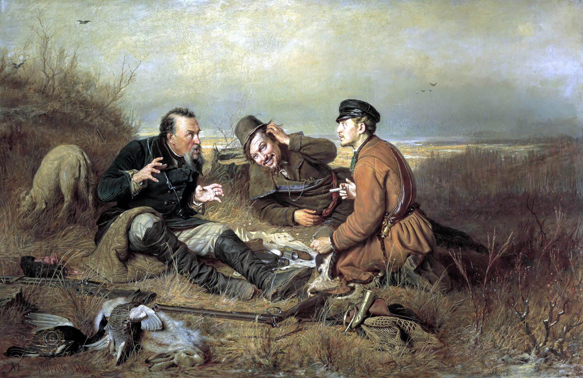 Охотники на привале. 1871. Холст, масло.